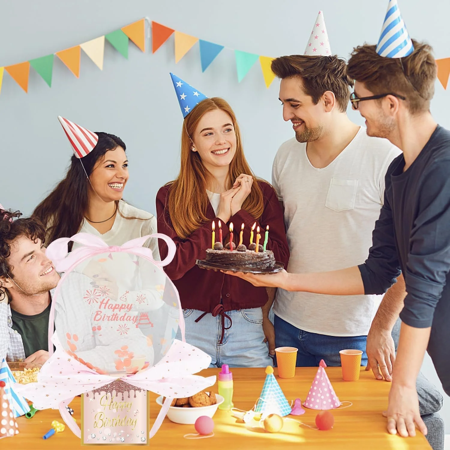 Набір для грошового подарунка Скарбничка Happy Birthday 61 предмет Rose Gold, фото №3