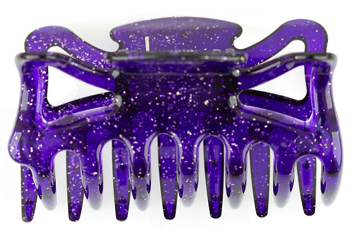 Заколка для волос большая WeLoveBeads 9 см Фиолетовая с серебряными блёстками, фото №2
