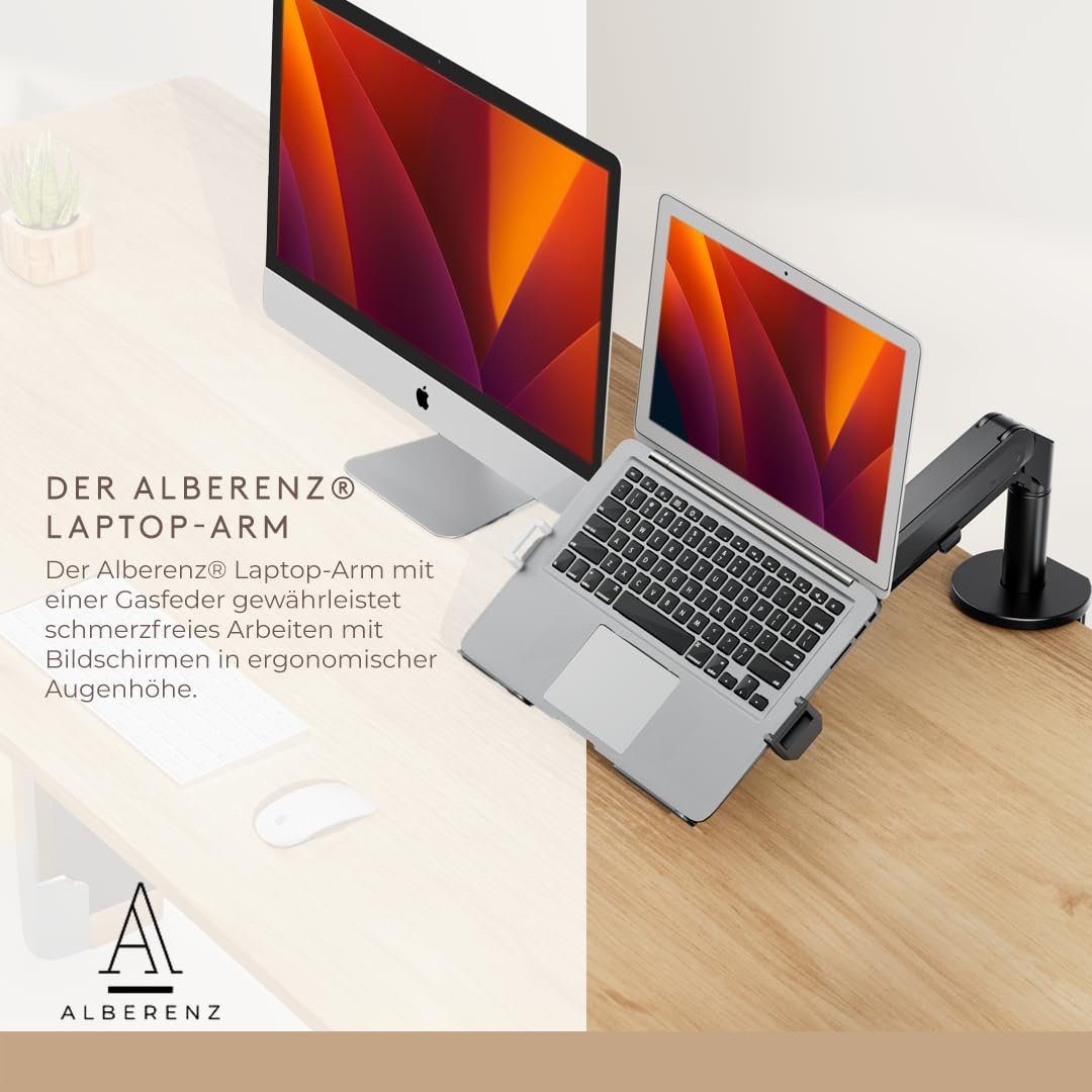 Тримач для ноутбука з газовою пружиною Alberenz 17 дюймів Темно-сірий/Чорний, фото №2