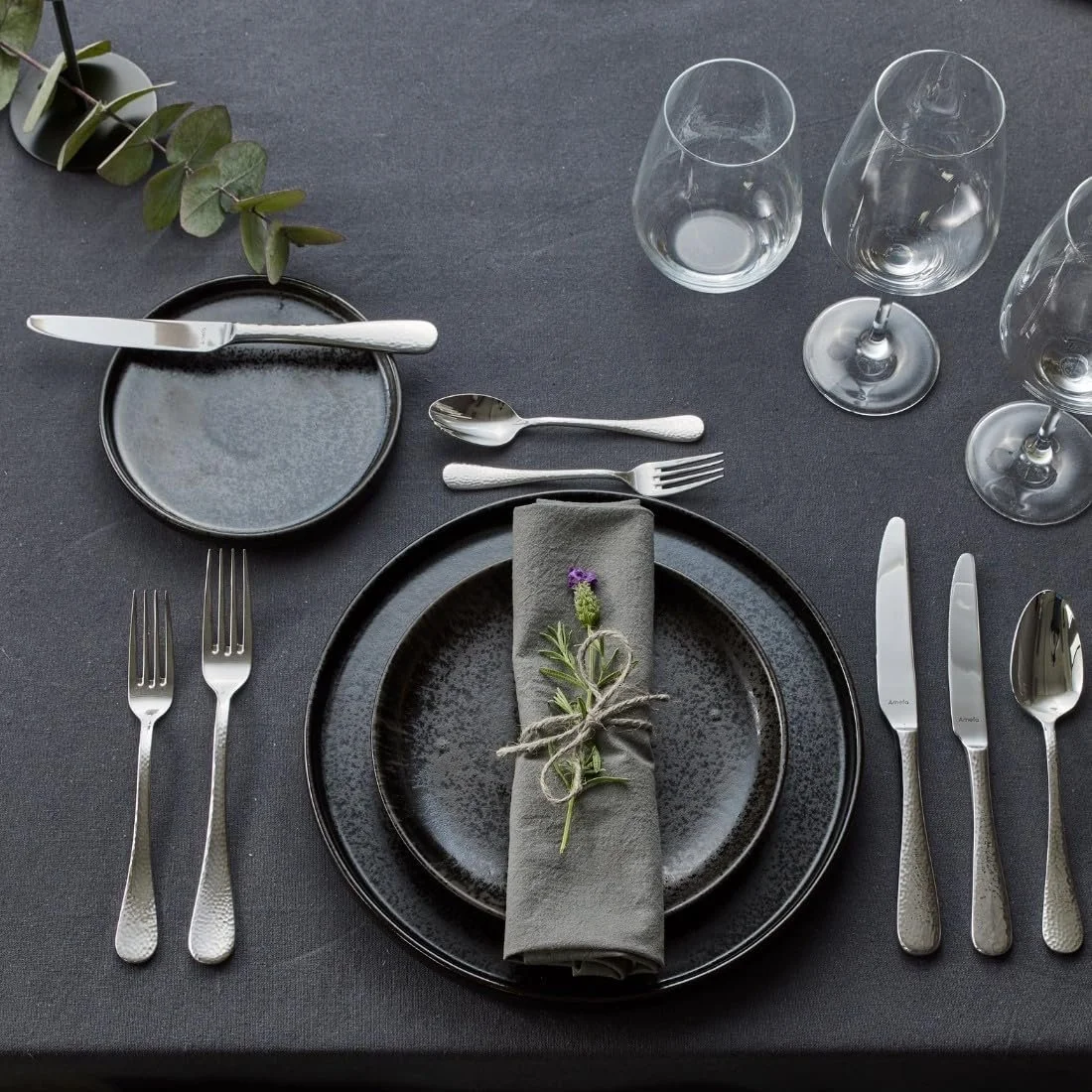 Набір столових приборів Amefa SIERRA на 6 персон, 24 предмети, нержавіюча сталь 18/10 з сатиновим покриттям, ковані ручки, можна мити в посудомийній машині, фото №7