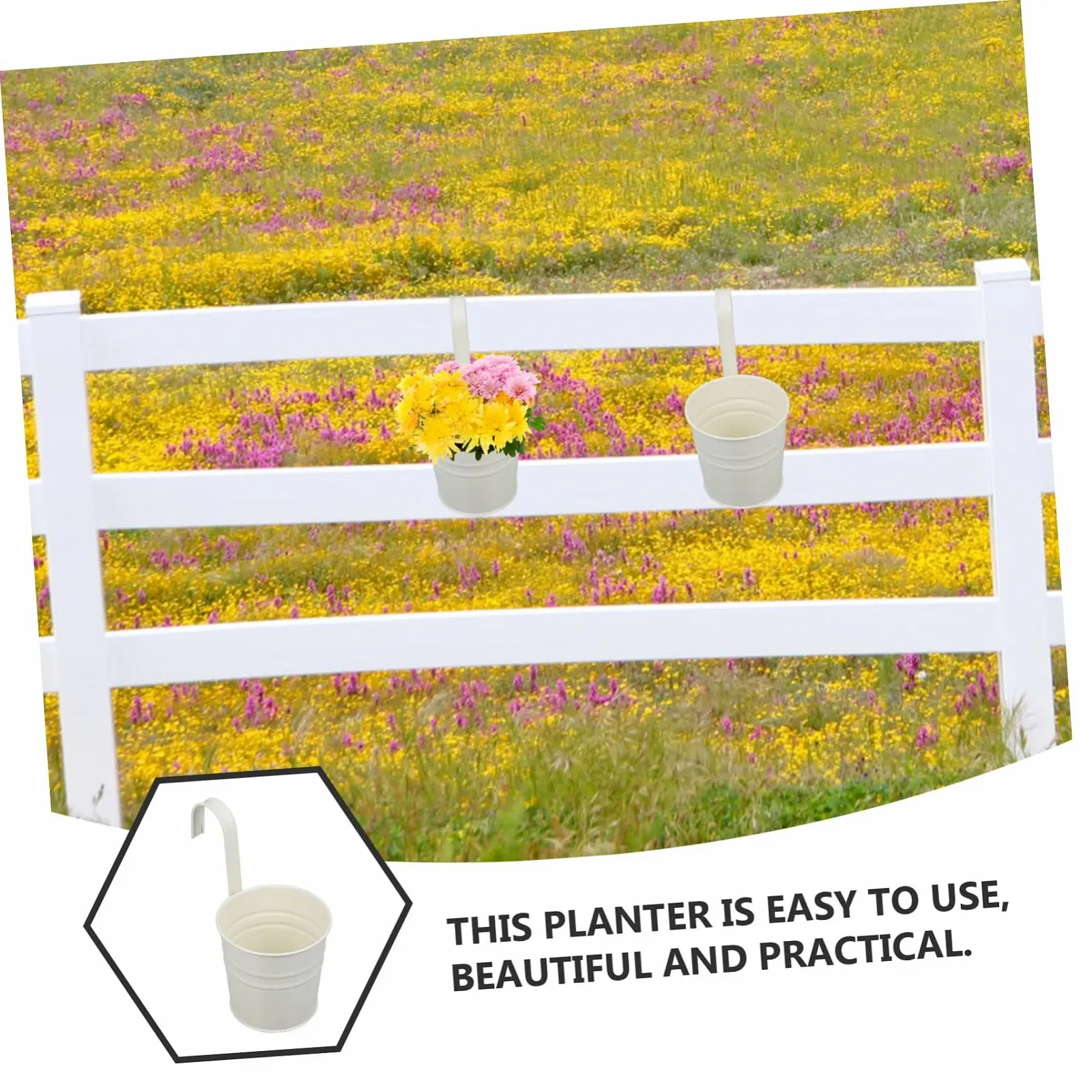 Підвісні горщики металеві 4 шт з дренажними отворами та гачками, фото №3