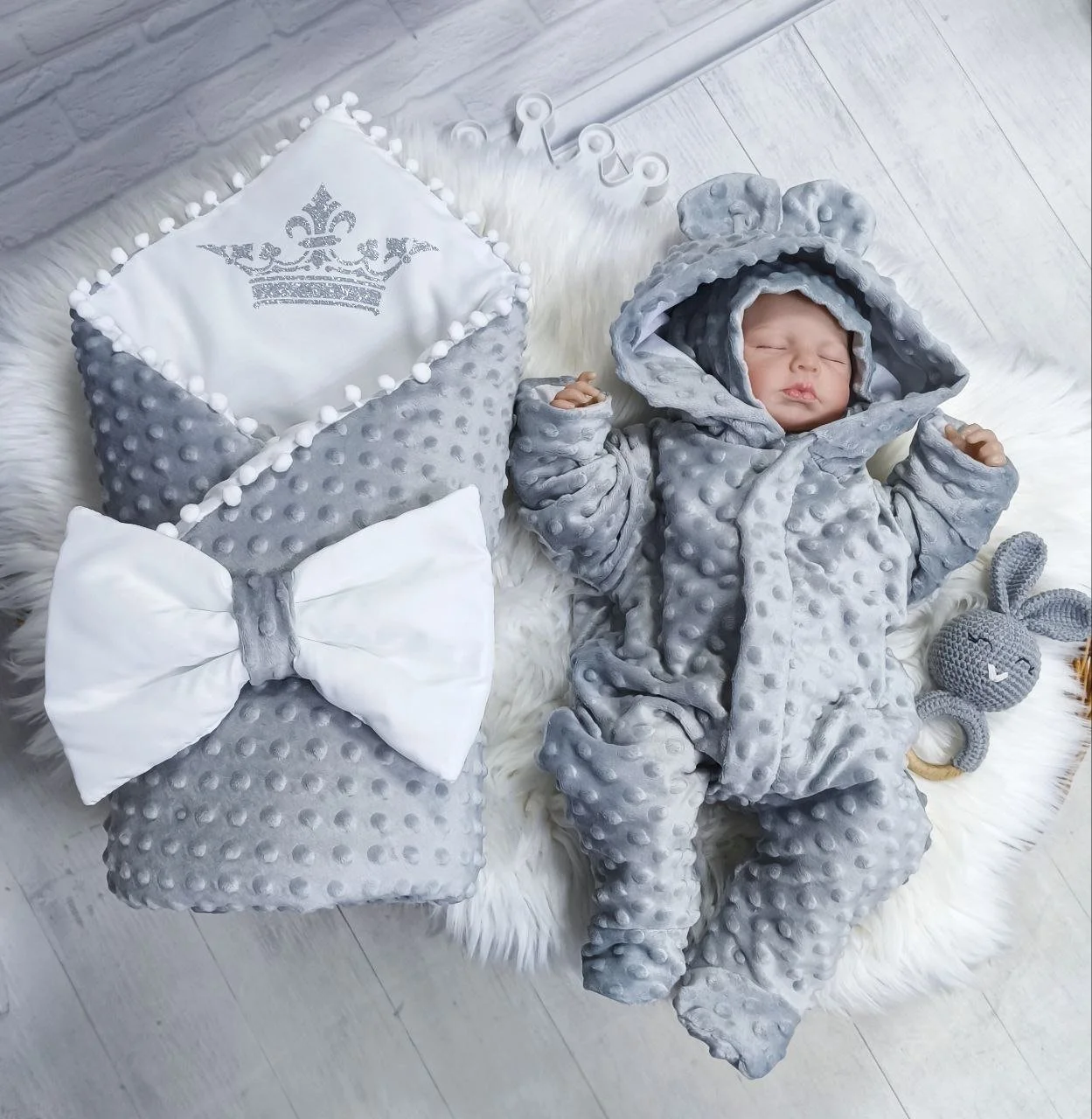 Комплект для новорожденного демисезонный Плюш Корона, фото №1