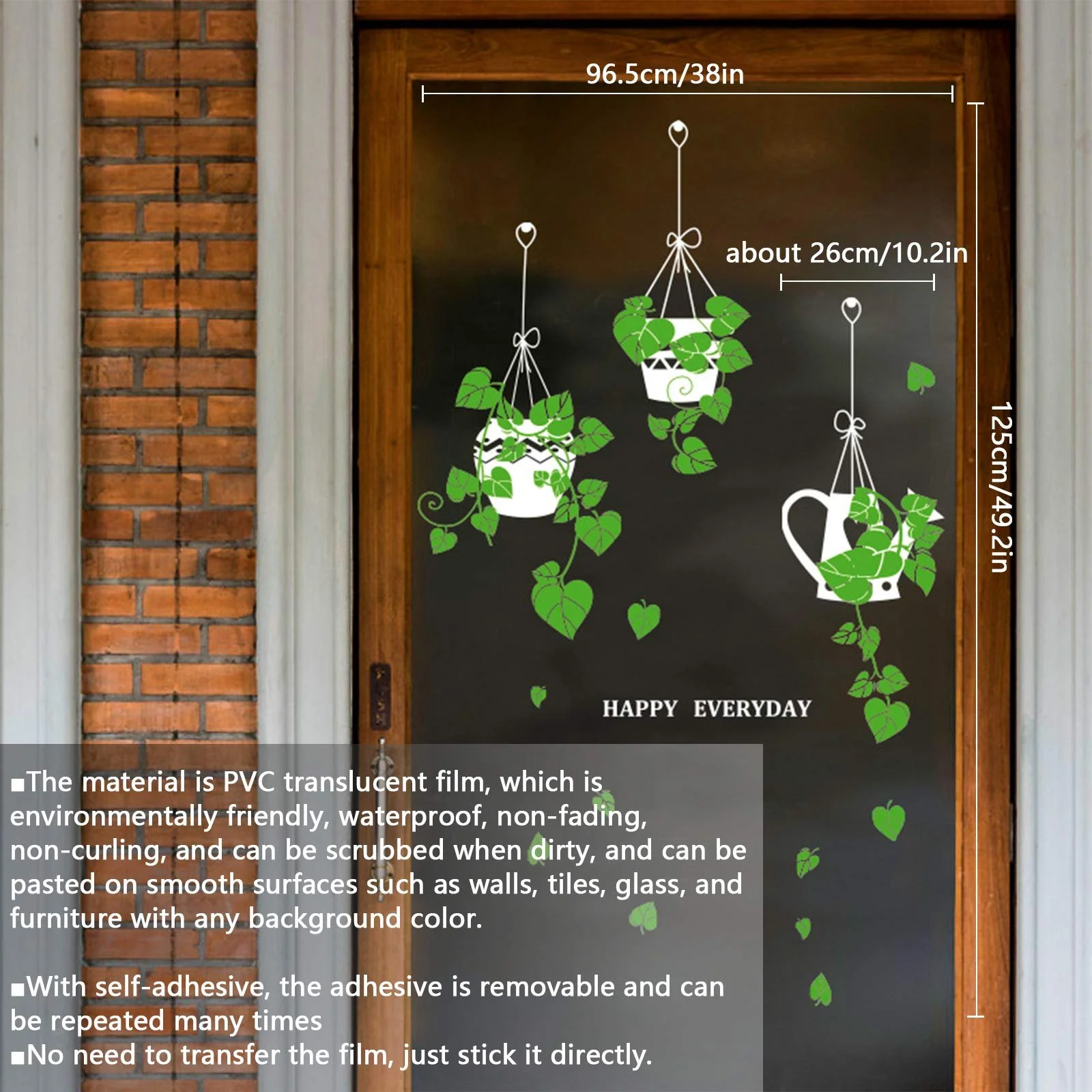 Наклейки двосторонні Зелені рослини Знімні Для вікон і стін, фото №2 Наклейки двосторонні Зелені рослини Знімні Для вікон і стін, фото №2