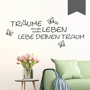 Наклейка на стіну Wandkings Träume Nicht Dein Leben, lebe deinen Traum 40 x 15 см - Фото 1