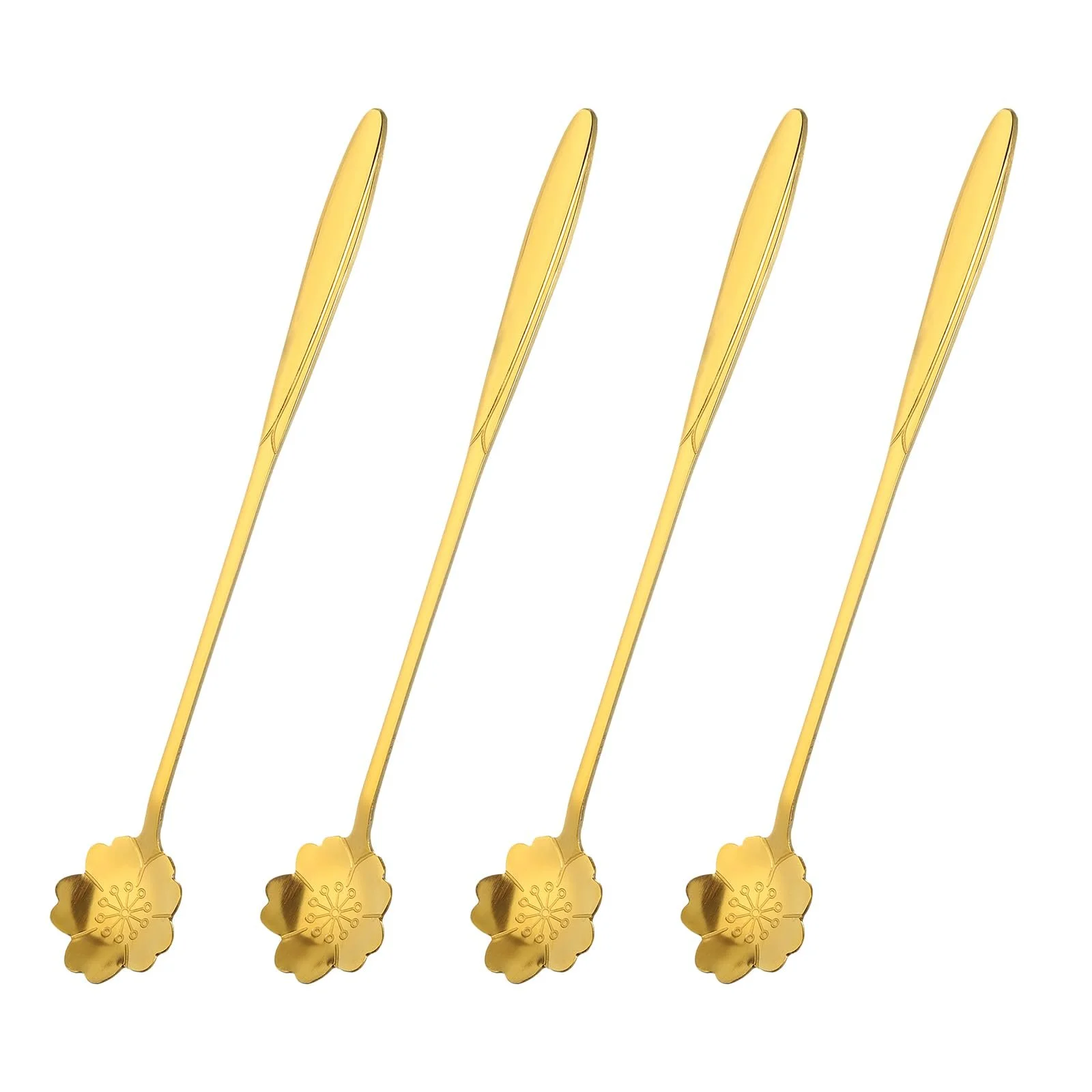 Ложка QUARKZMAN Набір з 4 квіткових ложок з нержавіючої сталі 18 см З довгою ручкою, фото №1