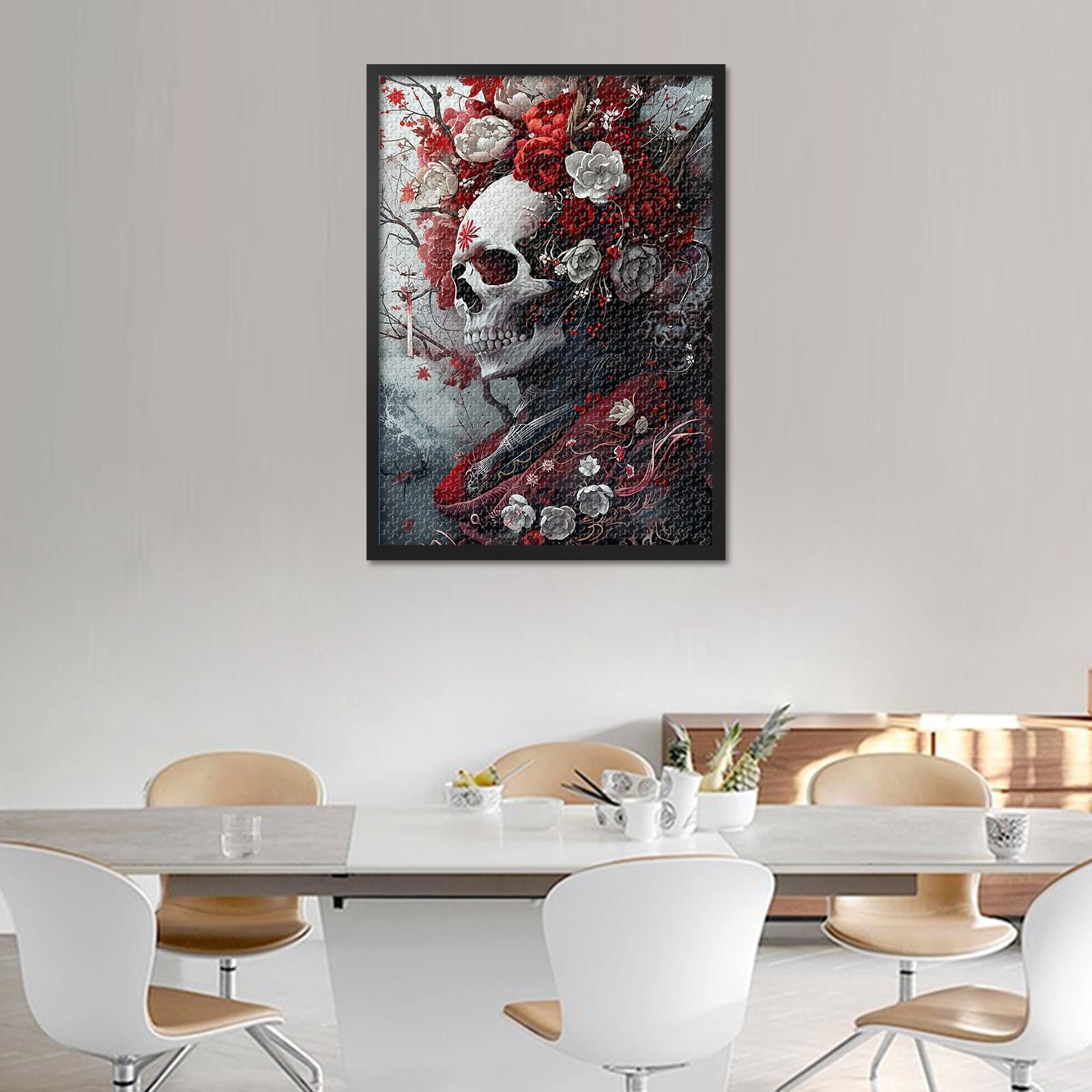 Пазл Skull with Red and White Flowers 1000 деталей 70 х 50 см, фото №6