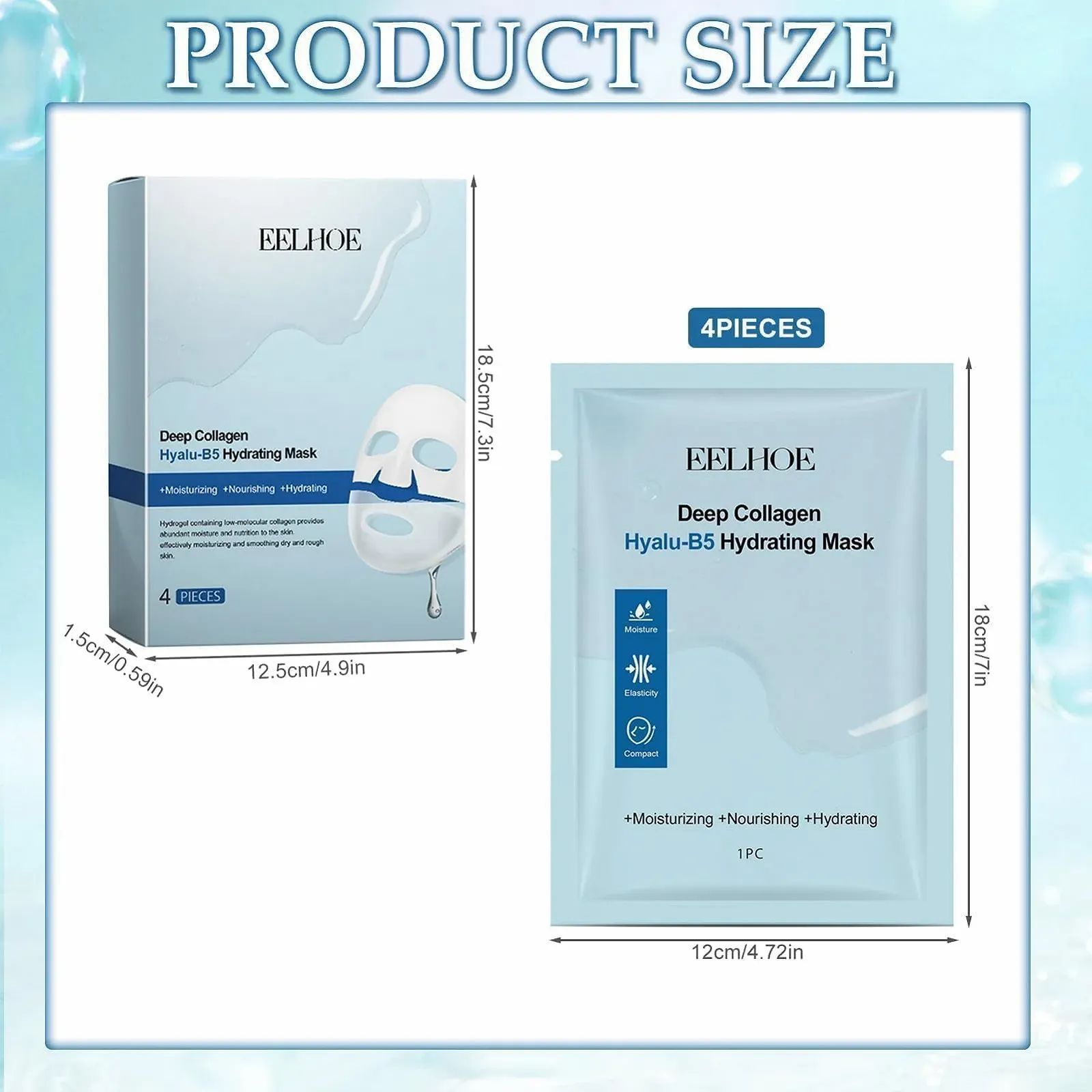 Маска Коллагеновая Органическая, набор из 4 штук, для глубокого увлажнения, для всех типов кожи, фото №2