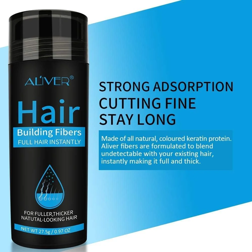 Волоссяні волокна Aliver для стоншеного волосся, невидима натуральна формула, чорний колір, фото №8
