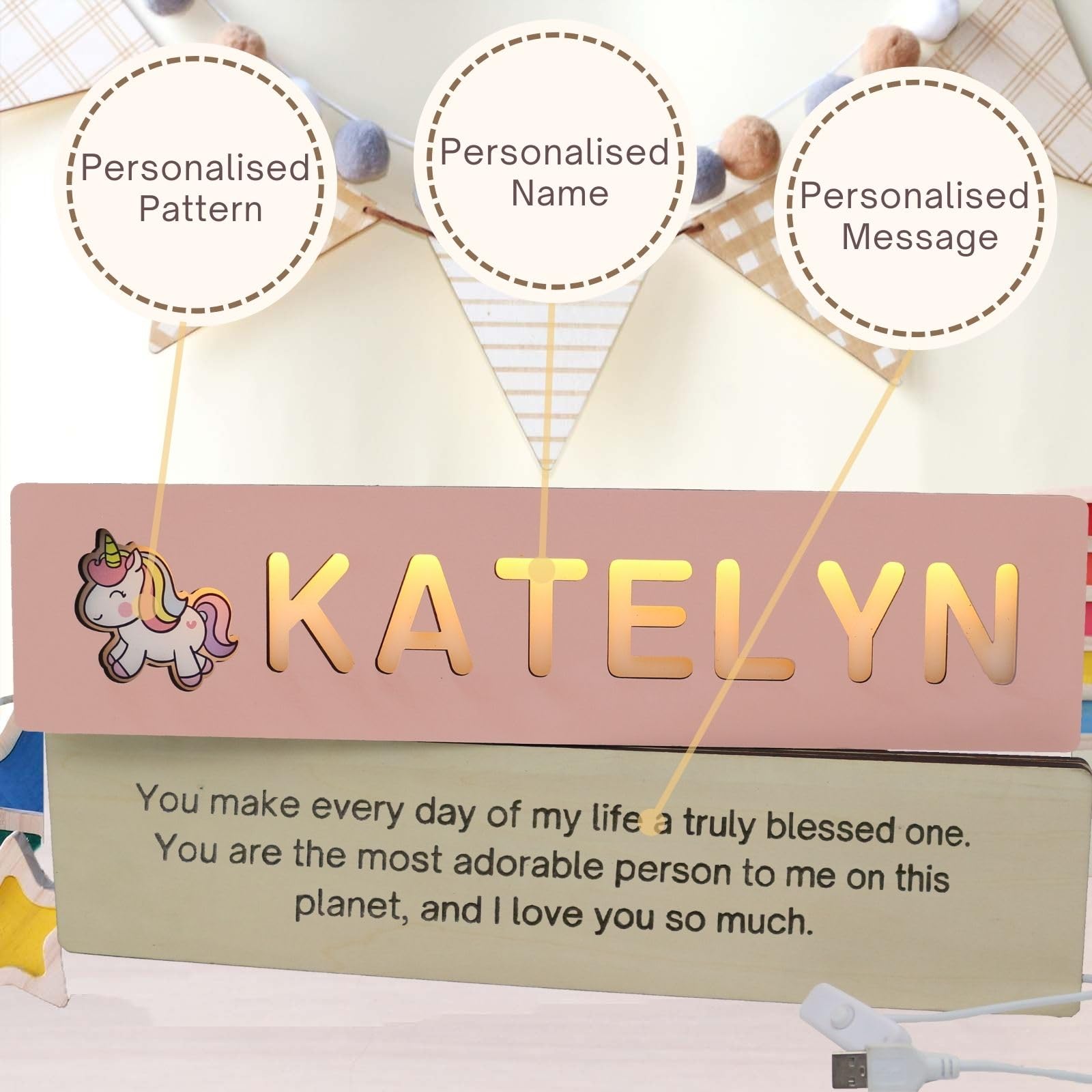 Декоративные светильники uniqicon Baby Personalised Gifts с именем для детской комнаты, подарок для девочки, фото №6 Декоративные светильники uniqicon Baby Personalised Gifts с именем для детской комнаты, подарок для девочки, фото №6