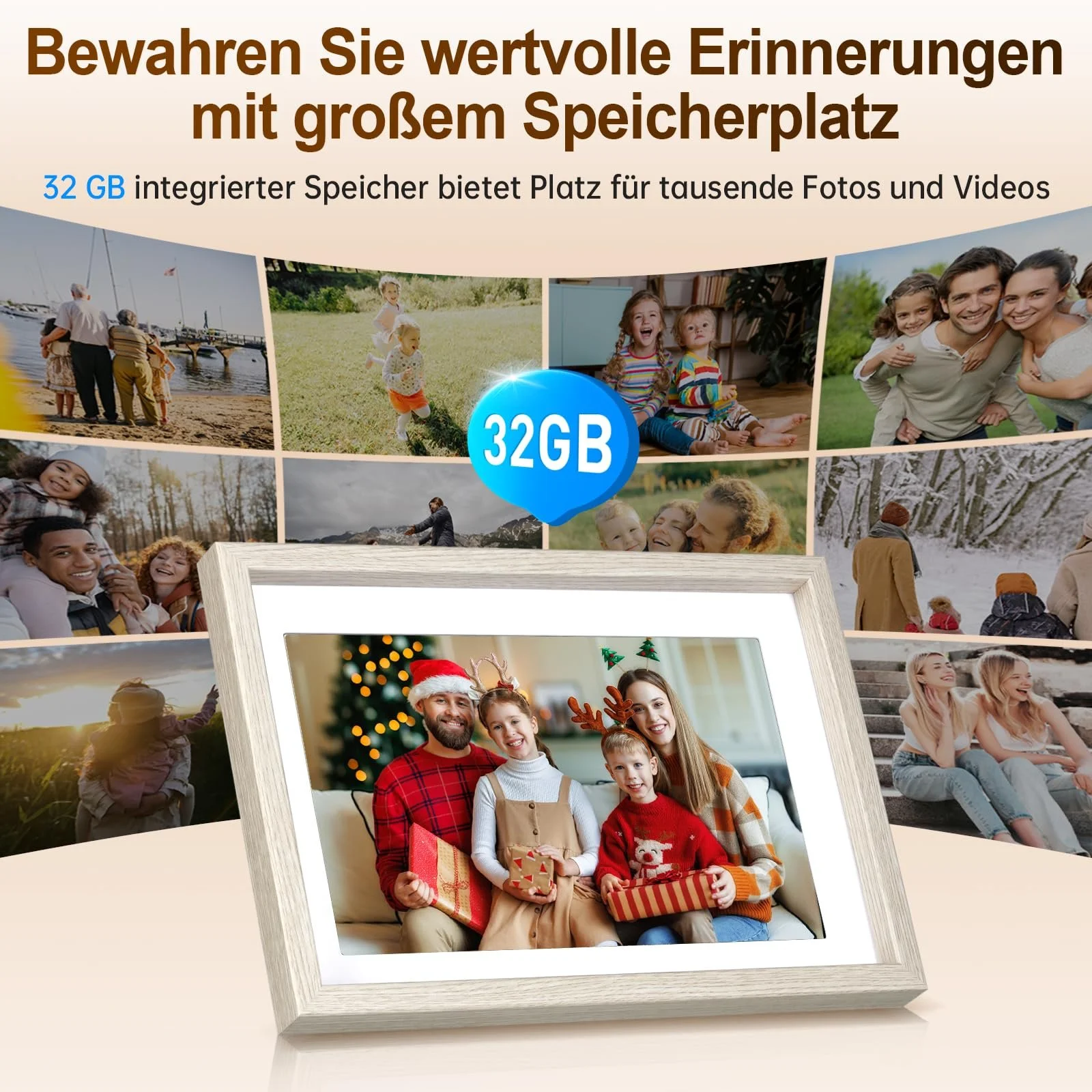 Цифровая фоторамка Rollei Smart Frame WiFi 108 10.1" 1280 x 800 IPS Touchscreen 32 ГБ Wood Effect Spruce, фото №1