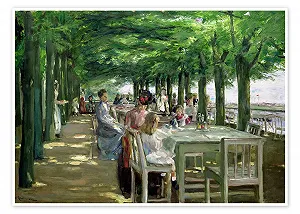 Постер Max Liebermann Terrace of Restaurant Jacob in Nienstedten on the Elbe 80 x 60 см Зеленый - Фото 1