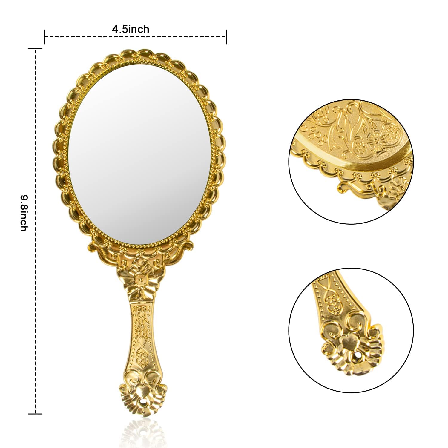 Ручное зеркало YUSONG с ручкой маленькое винтажное, фото №2 Ручное зеркало YUSONG с ручкой маленькое винтажное, фото №2