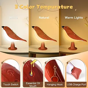 Настільна лампа LAVAED Птах Сенсорна USB Акумуляторна Red synthetic.ua - Фото 1