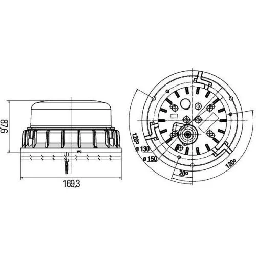 Проблисковий маячок HELLA 2XD 011 557-021 K-LED 2.0 LIEBHERR, фото №3
