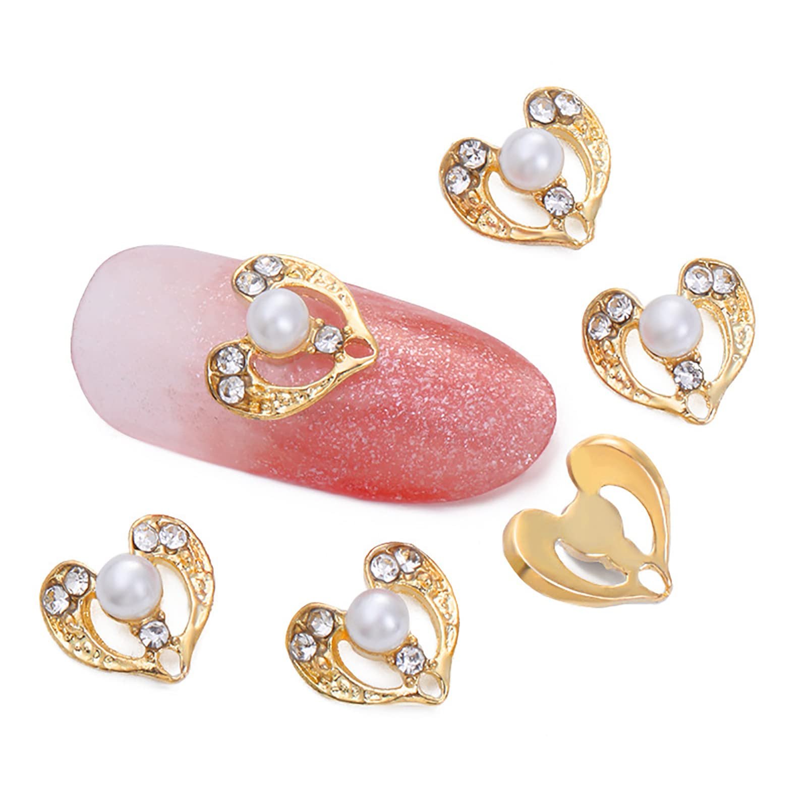 Аксессуары для дизайна ногтей Стразы 3D Блестки Стразы для ногтей Бусины Сплав 10шт Жемчуг Кристалл Любовь Золото, фото №1