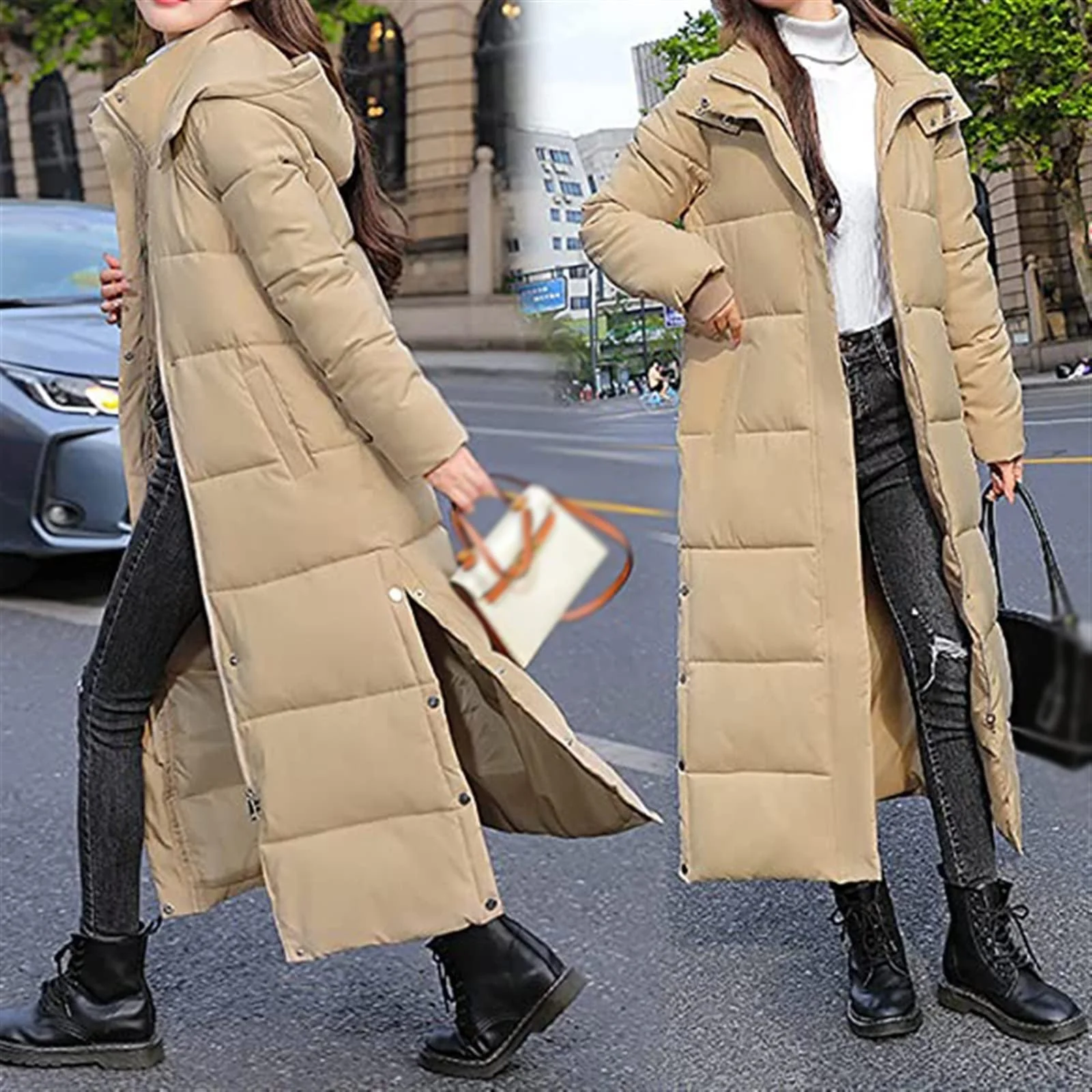 Пальто Sawmew Зимове Довге Тепле стьобане з капюшоном, фото №4 Пальто Sawmew Зимове Довге Тепле стьобане з капюшоном, фото №4