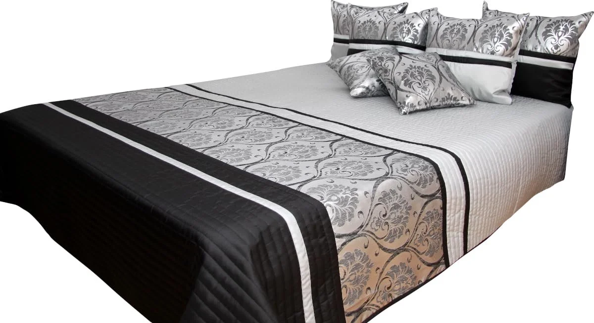 Покривало Rodnik 848 Люкс Сірий / Чорний - Набір 3 шт з 2 наволочками, фото №4