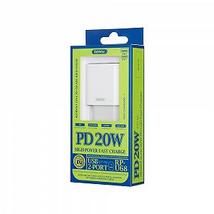Мережевий зарядний пристрій Remax Surie 2 порти USB Type-C 20W PD QC Білий (RP-U68) synthetic.ua - Фото 1