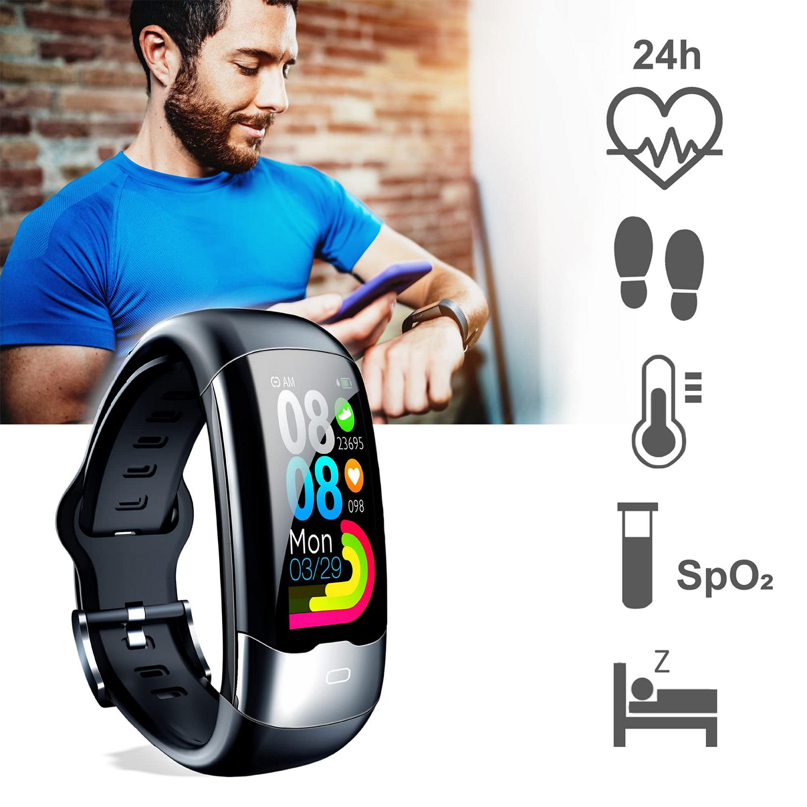 Фітнес годинник XORO SMW 10 Bluetooth ECG вимірювання пульсу артеріального тиску кисню дистанції кроків калорій, фото №5