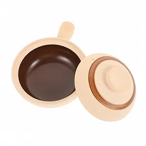 Кастрюля для супа керамическая с крышкой одна ручка для духовки для 1 человека керамика - Фото 1