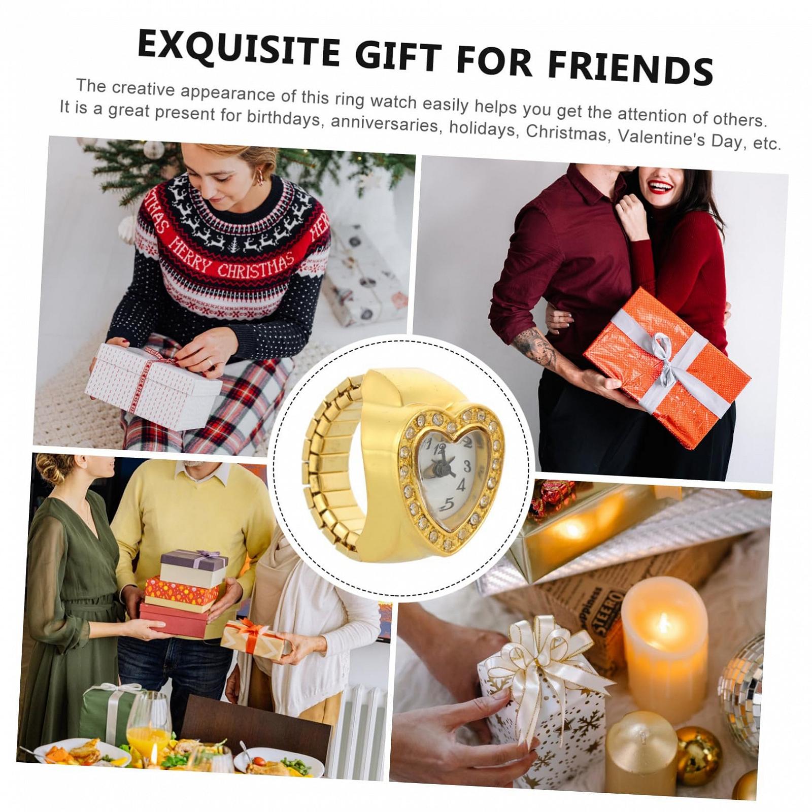 Кільце-годинник жіночий LIFKOME Серцеподібний з блискітками, регульований, фото №9 Кільце-годинник жіночий LIFKOME Серцеподібний з блискітками, регульований, фото №9