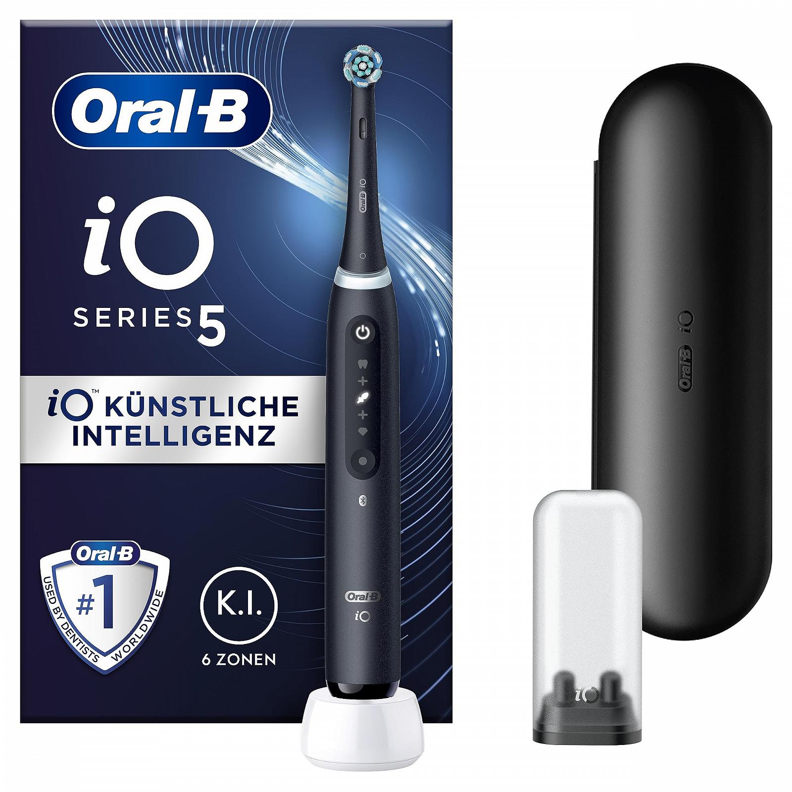 Зубна щітка електрична Oral-B iO Series 5, 5 режимів, LED-дисплей, дорожній чохол, чорний матовий, фото №1