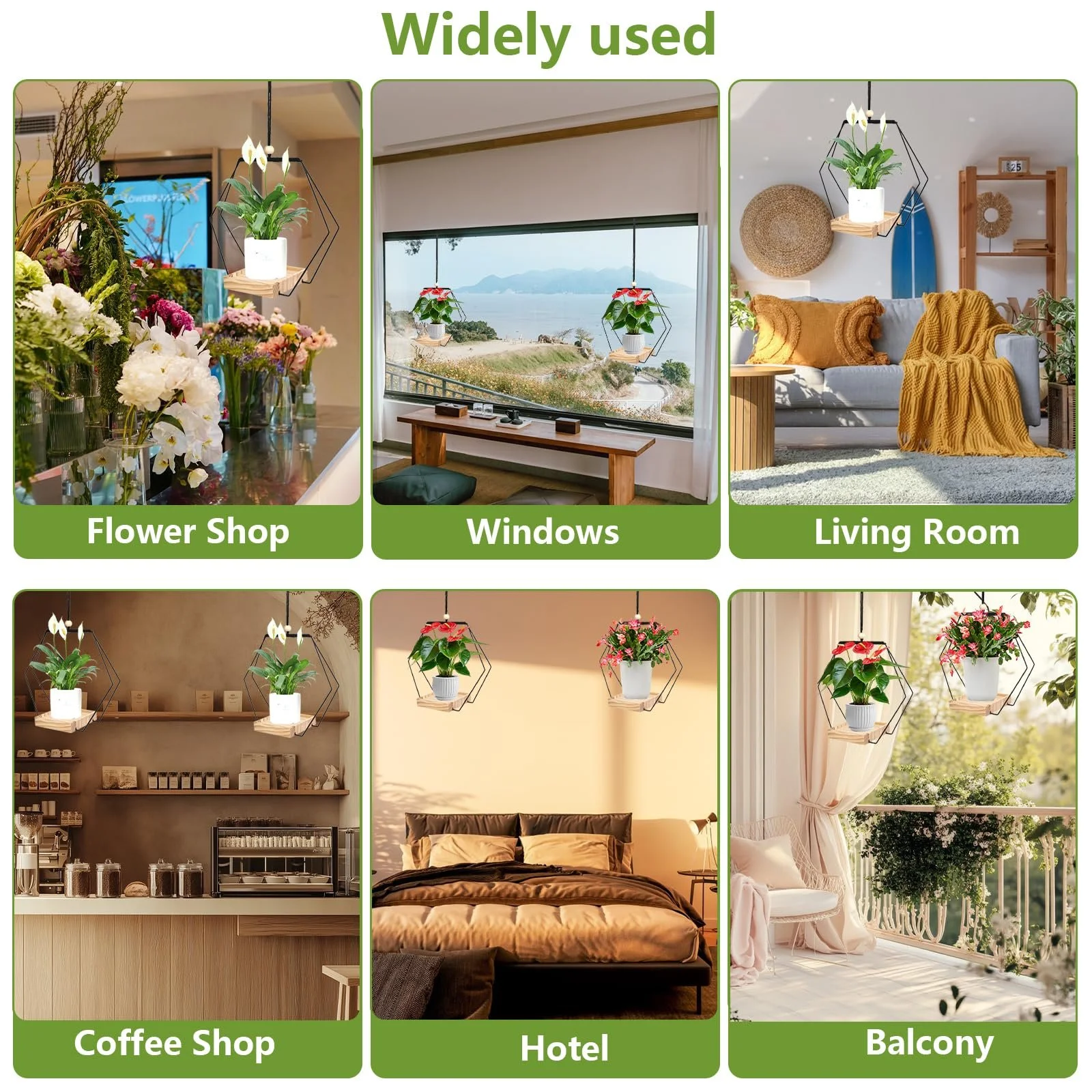 Набір підвісних кошиків Rzspher 2 шт. З дерев'яною основою 26 см Чорний, фото №7 Набір підвісних кошиків Rzspher 2 шт. З дерев'яною основою 26 см Чорний, фото №7