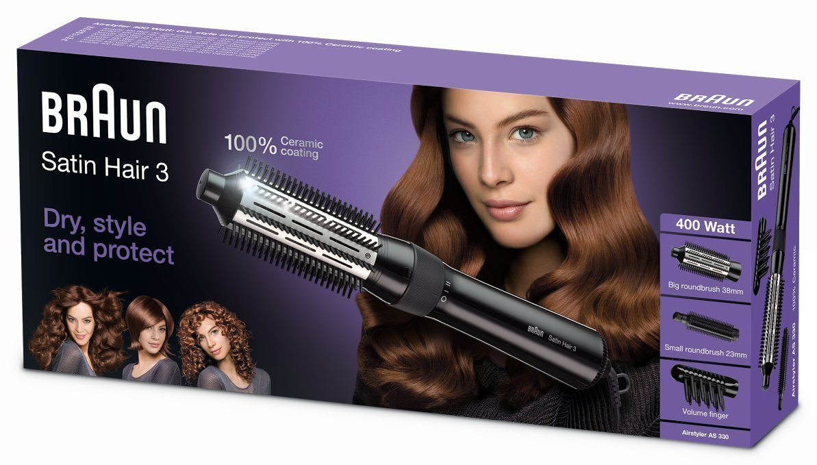 Фен-щетка Braun Satin Hair 3 и Фен для волос Satin Hair 3 Style&Go HD350, с IonTec, складной, 1600 Вт, 100-240 В, черный, фото №3