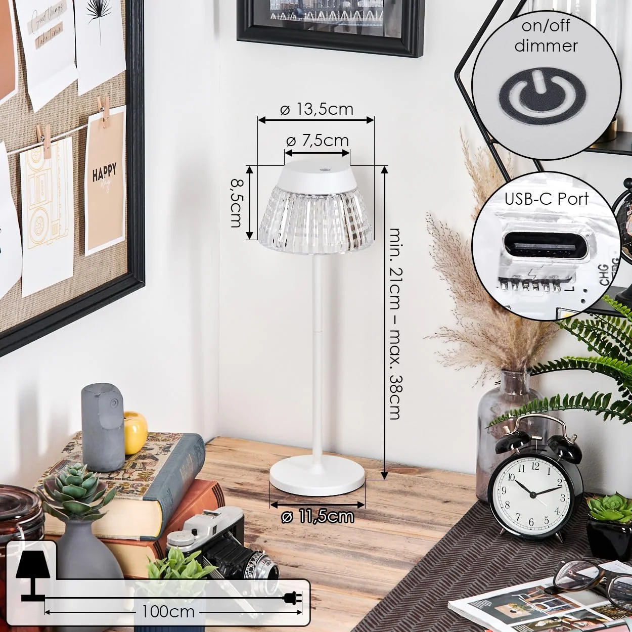 Настільна світлодіодна лампа HOFSTEIN Macos 1 Вт 100 лм Білий/Прозорий, фото №5