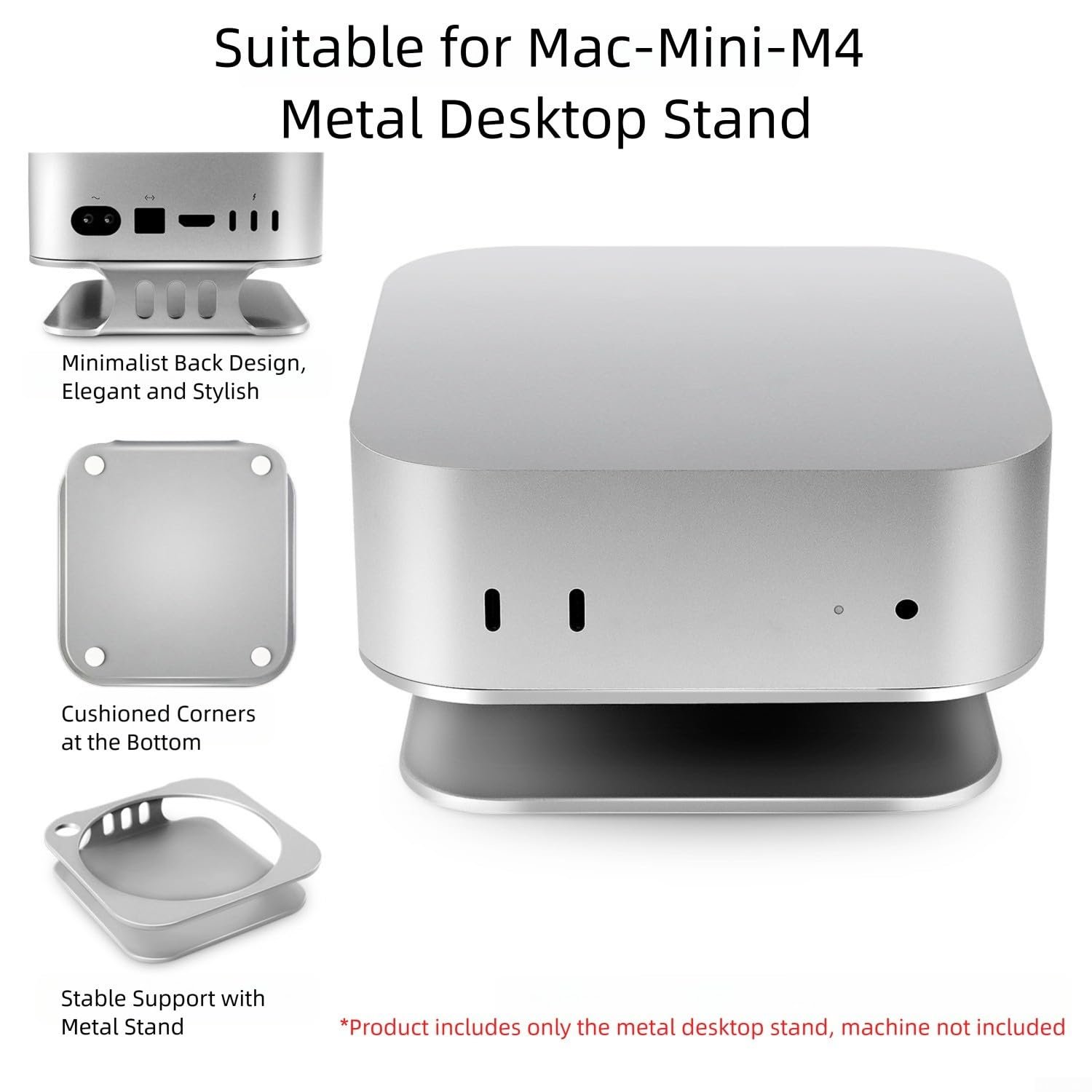 Подставка Металлическая портативная для ноутбука для Mac Mini Кронштейн для охлаждения с угловыми буферами 12.6 x 12.6 x 3.2см, фото №3
