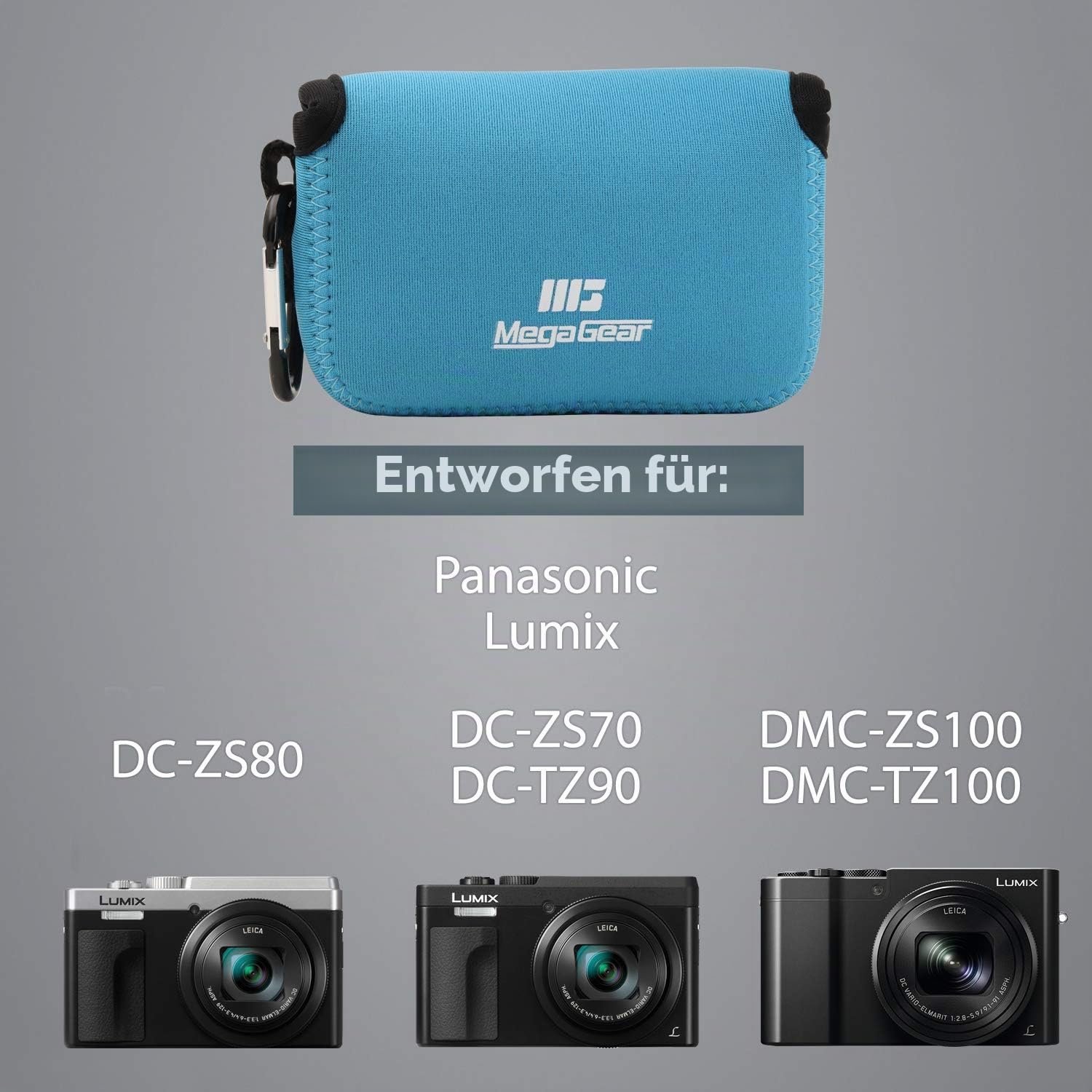 Чехол для камеры MegaGear MG717 Ultra Light Neoprene для Panasonic Lumix DC-ZS70/DC-TZ90/DMC-ZS100/TZ100/TZ101 Синий, фото №6