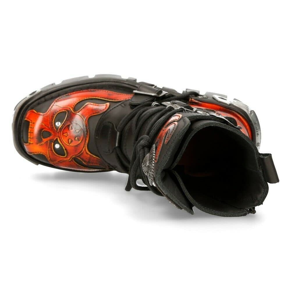 Чоботи New Rock Unisex Сріблястий Металік Череп Devil Шкіряні до литок, фото №9