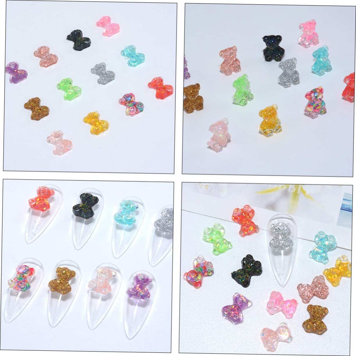 Ведмедики (100 шт.) Желейні ведмедики, желейні стрази, підвіски для нігтів, гумові цукерки, смола, фото №5