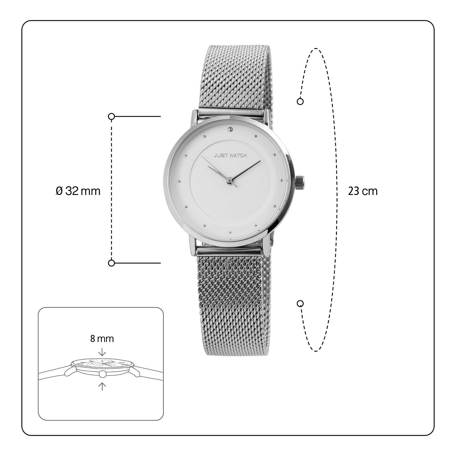 Женские часы JUST WATCH Virginia JW10073, нержавеющая сталь, сетчатый ремешок, элегантные, аналоговые, кварцевые, фото №4