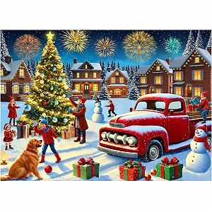 Пазл 1000 деталей для взрослых Рождественская тематика Зимняя сцена 70 x 50 см - Фото 1