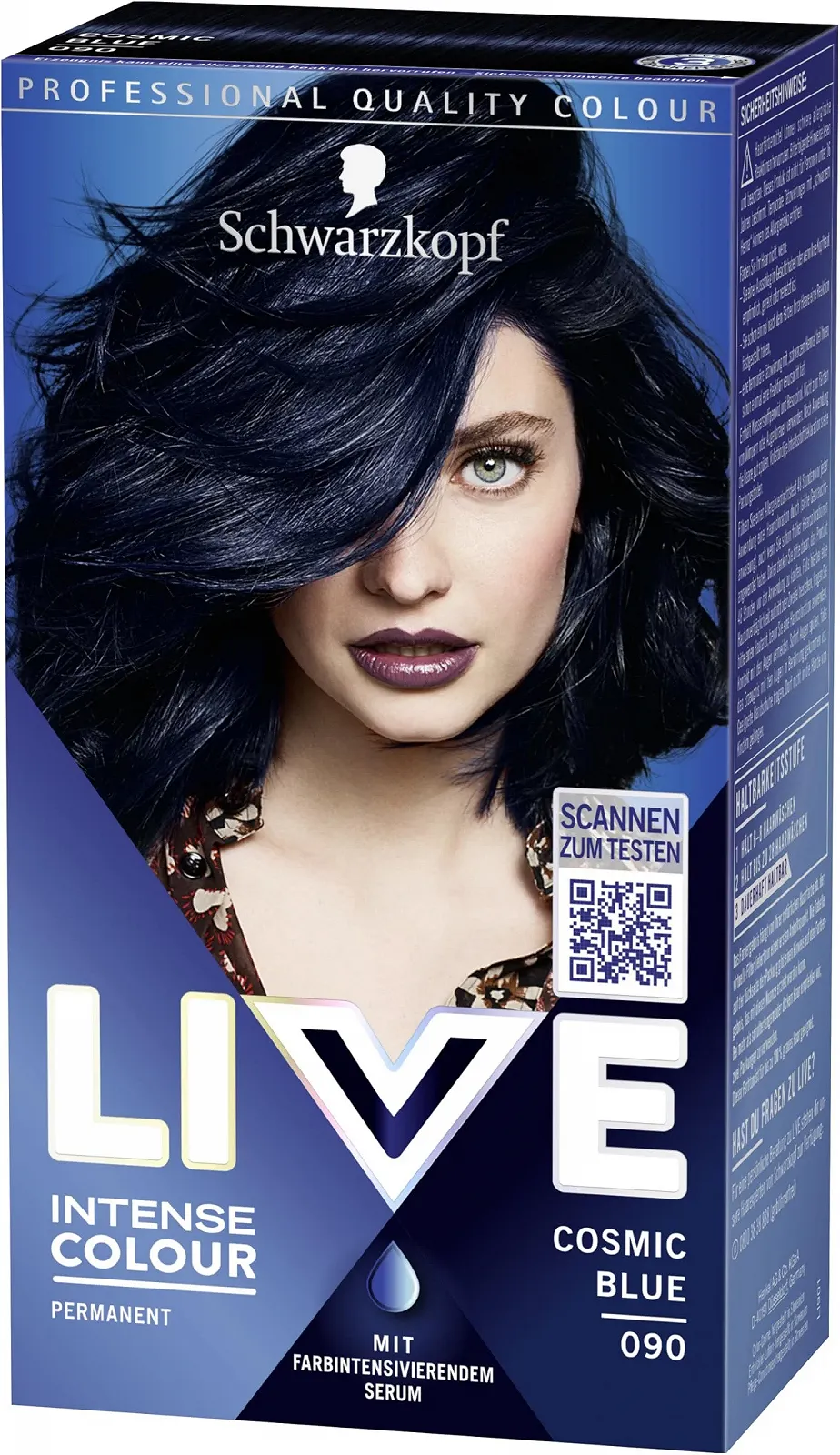 Фарба для волосся Schwarzkopf LIVE Intense Colour 90 Cosmic Blue (3 x 142.5 мл), Стійка фарба з сироваткою для підсилення кольору, Стійка фарба для волосся для ідеального покриття сивини, фото №2 Фарба для волосся Schwarzkopf LIVE Intense Colour 90 Cosmic Blue (3 x 142.5 мл), Стійка фарба з сироваткою для підсилення кольору, Стійка фарба для волосся для ідеального покриття сивини, фото №2