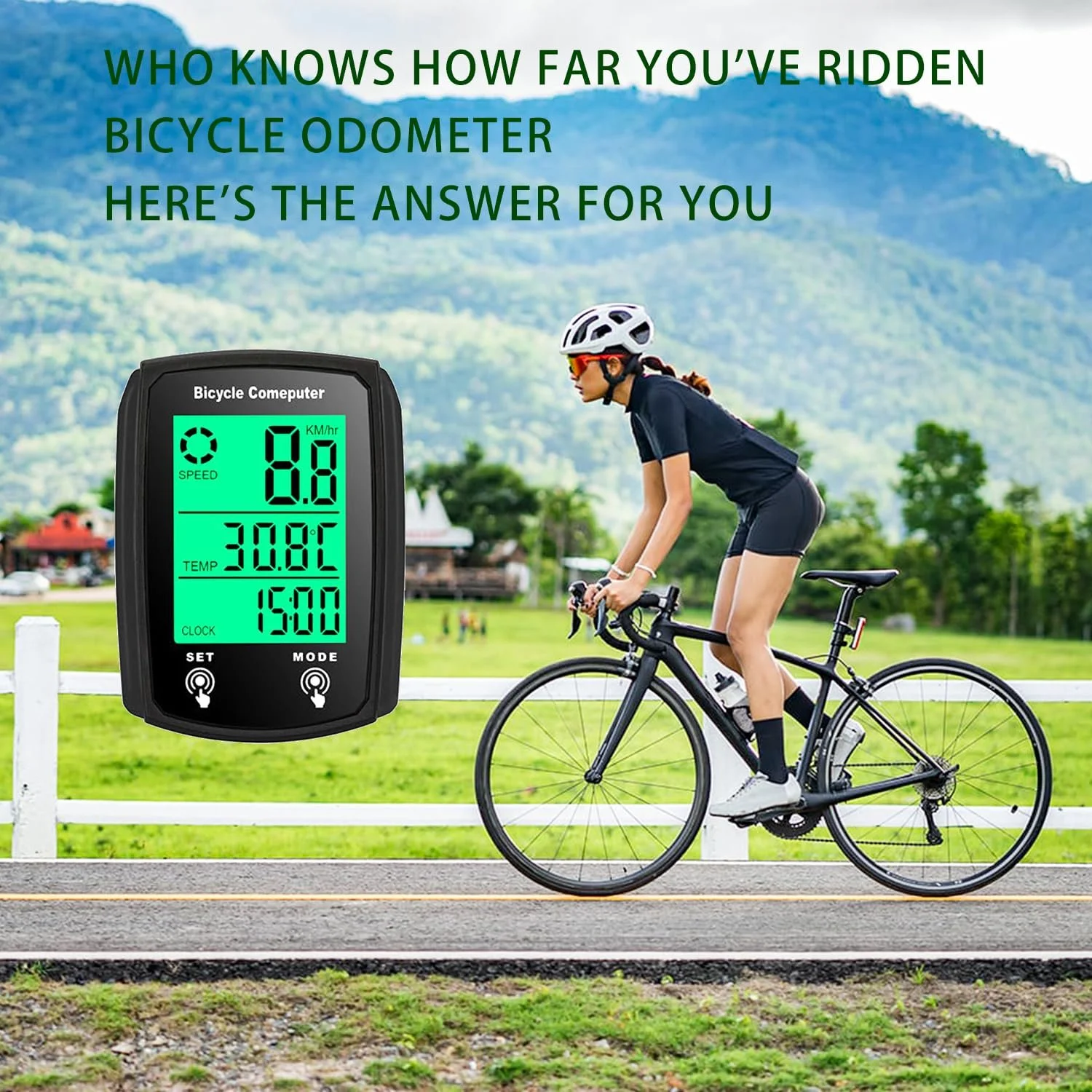 Велокомп’ютер 1 Set Waterproof Touch Screen Speedometer чорний, фото №3