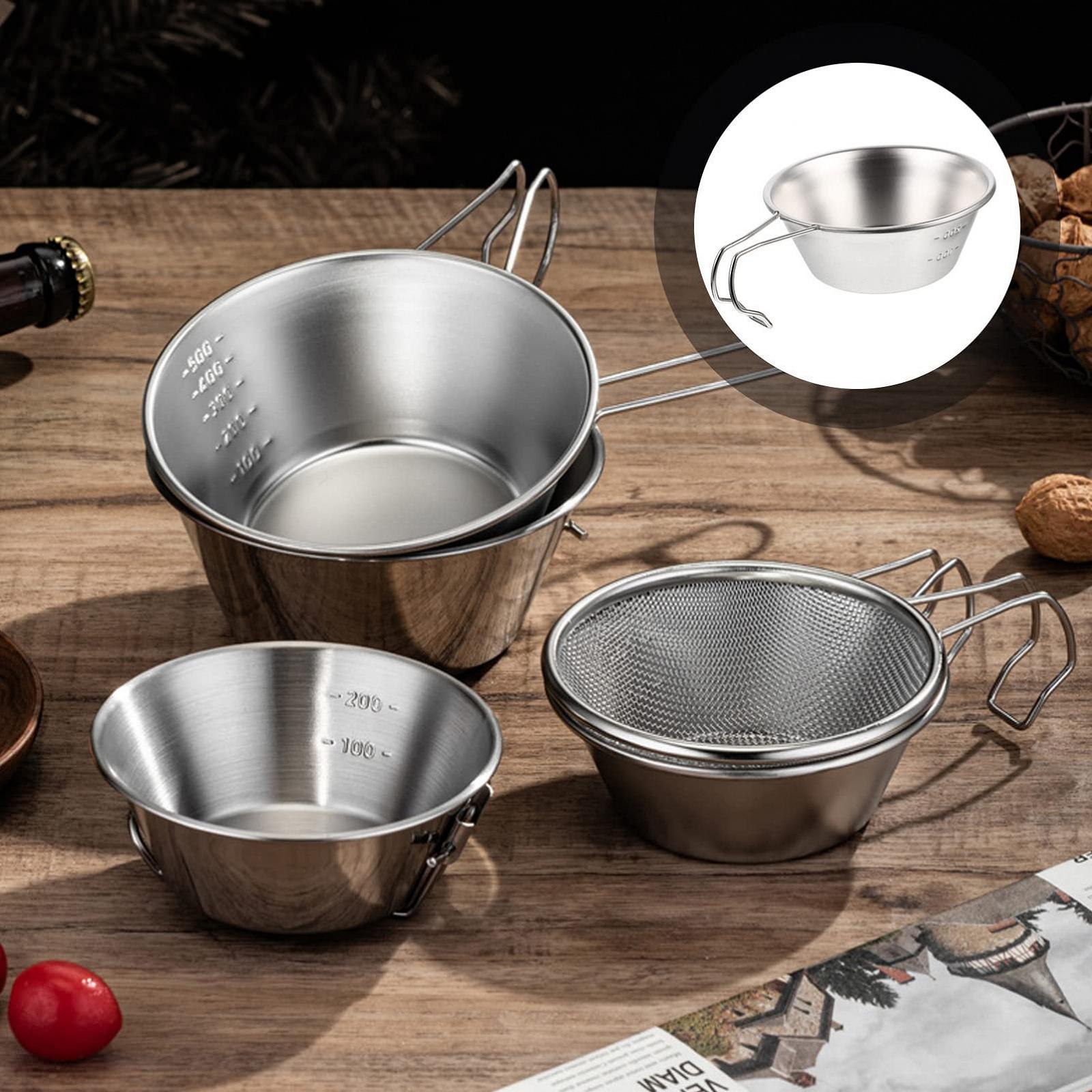 Миска Toddmomy для кемпинга, 3 шт, миска для еды, кружка для походов, супа, складная миска для кемпинга, кружка для воды, дорожная кружка из нержавеющей стали 304 с ручкой для путешествий, фото №5