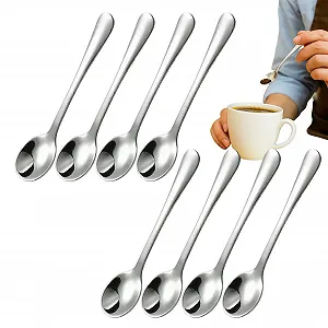 Набор из 8 Миниатюрных ложек из нержавеющей стали для банок со специями, 75 см, Маленькие ложки для специй для банок со специями, соли, сахара, меда - Фото 1