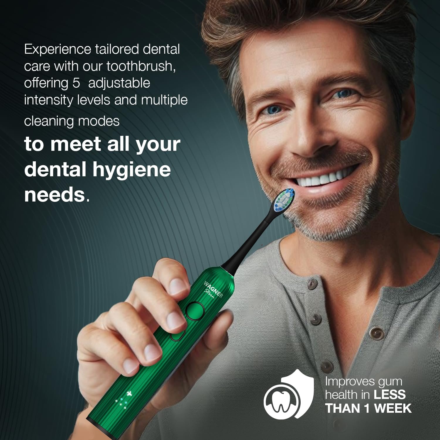 Електрична зубна щітка Wagner Stern VibroWave Plus Oscillation & Vibration Sonic IPX7 Waterproof, фото №4