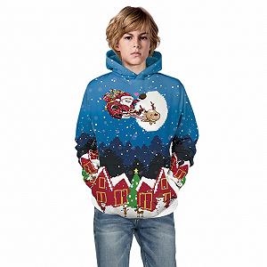 Детский рождественский джемпер с оленем, снеговиком и Санта Клаусом, утепленное худи, теплый флисовый свитшот с длинными рукавами, зимняя одежда, уютная одежда для мальчиков и девочек synthetic.ua - Фото 1