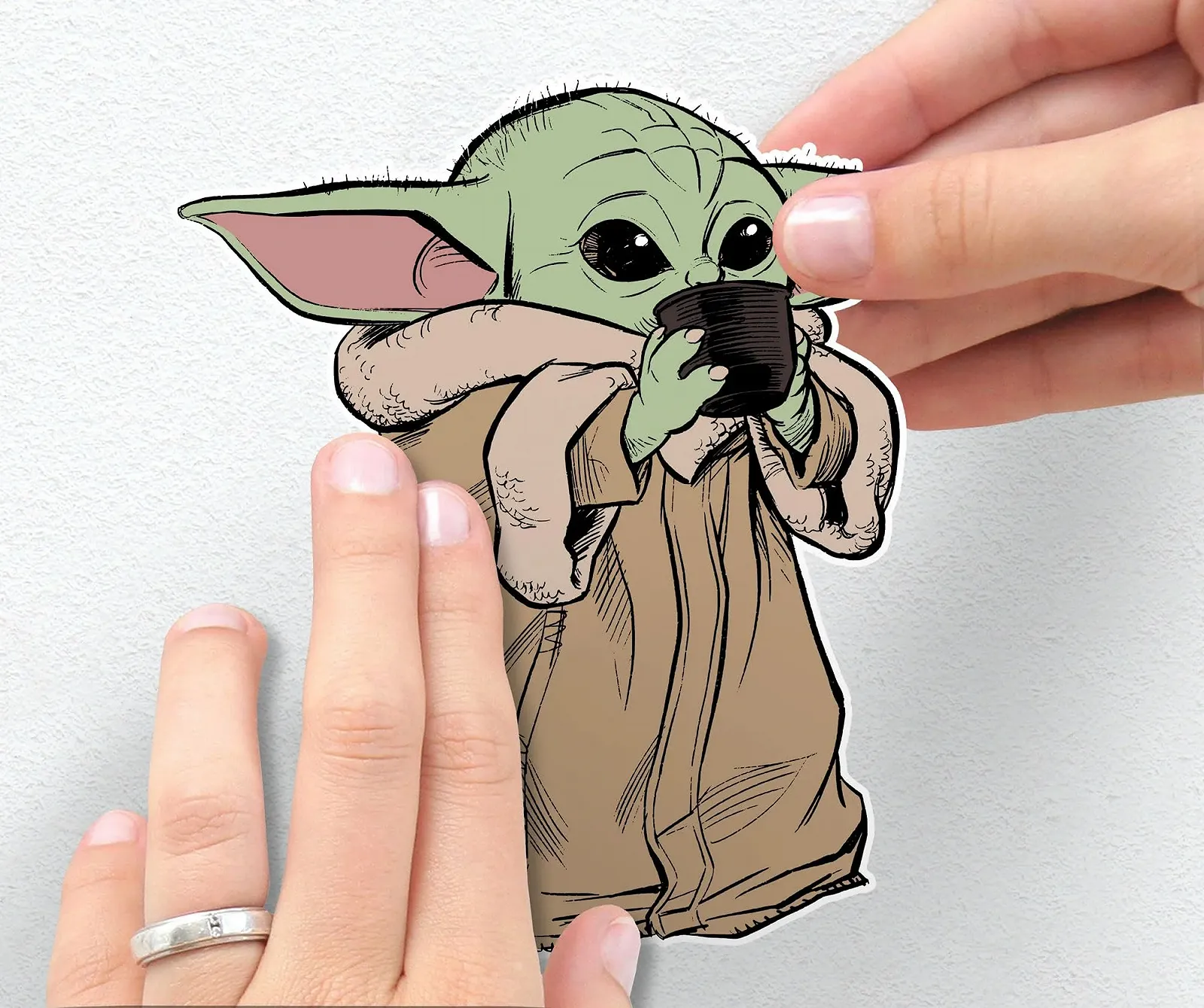 Наклейка на стену Komar Star Wars The Mandalorian Grogu The Cutest 50 x 70 см Brown Green, фото №3