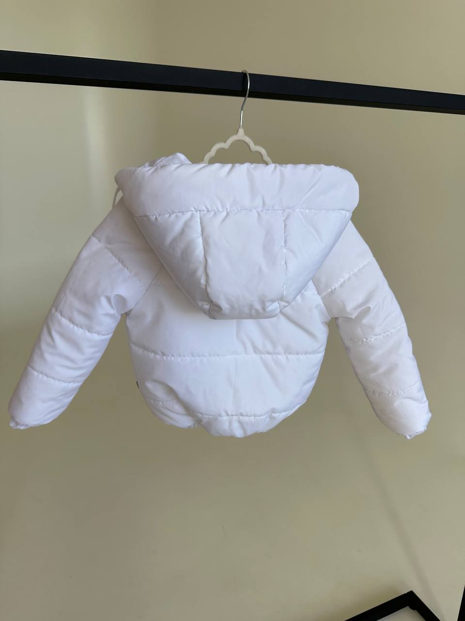 Детская демисезонная куртка с капюшоном, размер от 74 до 158, весна/осень, матовая белая, фото №2