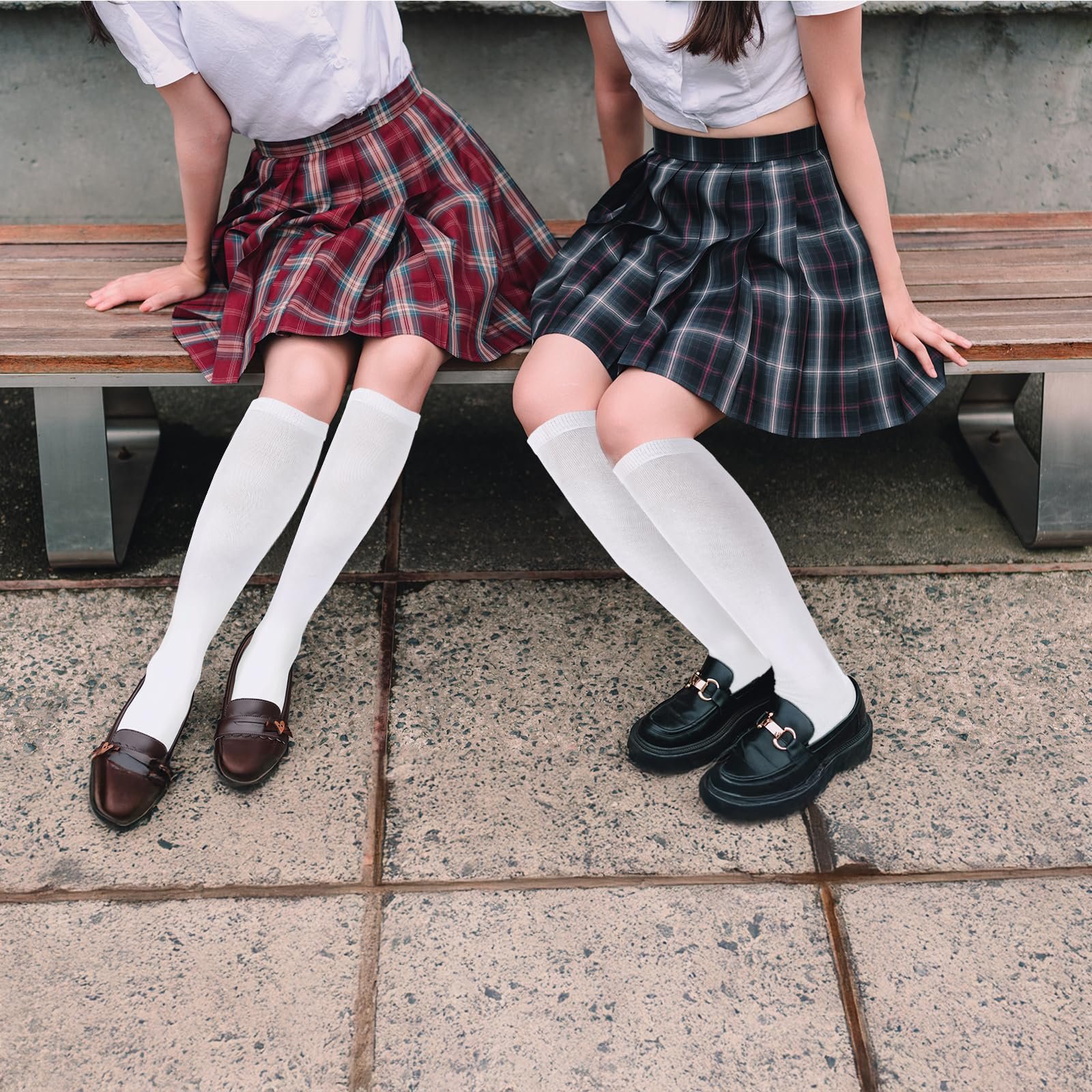 Гольфы 3 пары Гольфы до колена Повседневные носки для костюма черлидера Вязаные носки однотонные Спортивные гольфы для женщин Хлопковые непрозрачные длинные белые носки Белые, фото №2