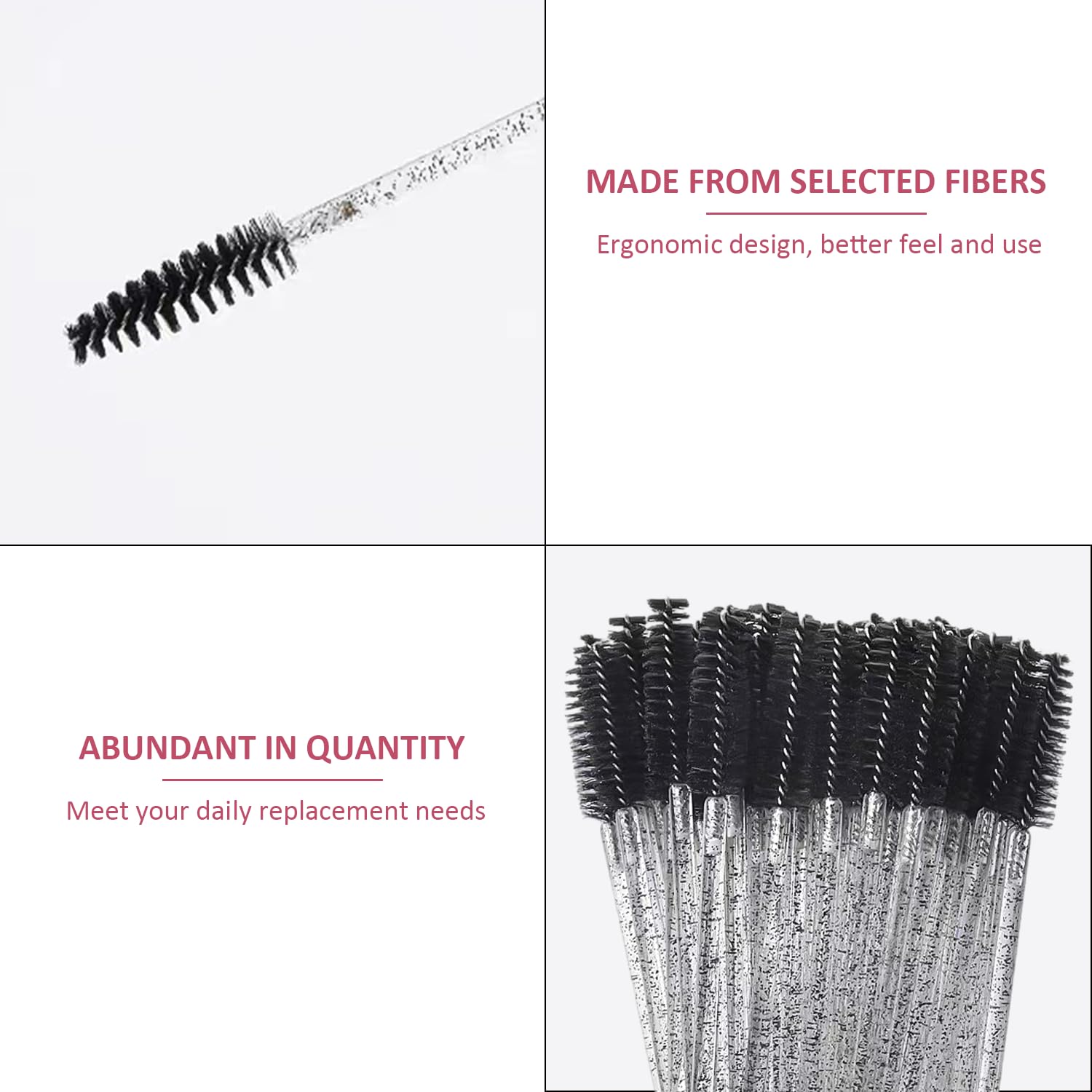 Набір Crystal Eyelash Brushes Eyeliner Brushes Curved Mascara Sticks Spools 300 штук, фото №3