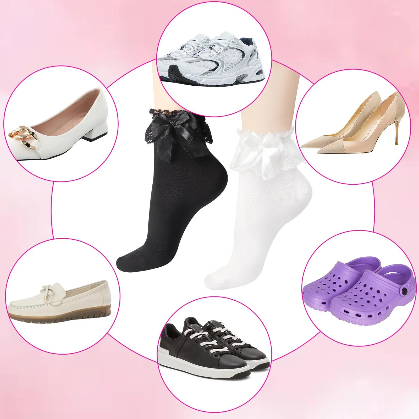 Шкарпетки з рюшами (2 пари) Чорно-білі, фото №6