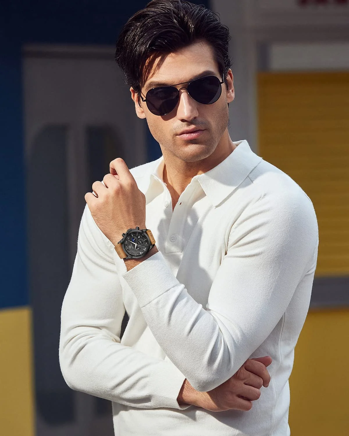 Мужские часы Benyar Хронограф Водонепроницаемые Кожаный Ремешок / Нержавеющая сталь Кварц Золотой / Серебряный / Синий / Черный, фото №2 Мужские часы Benyar Хронограф Водонепроницаемые Кожаный Ремешок / Нержавеющая сталь Кварц Золотой / Серебряный / Синий / Черный, фото №2