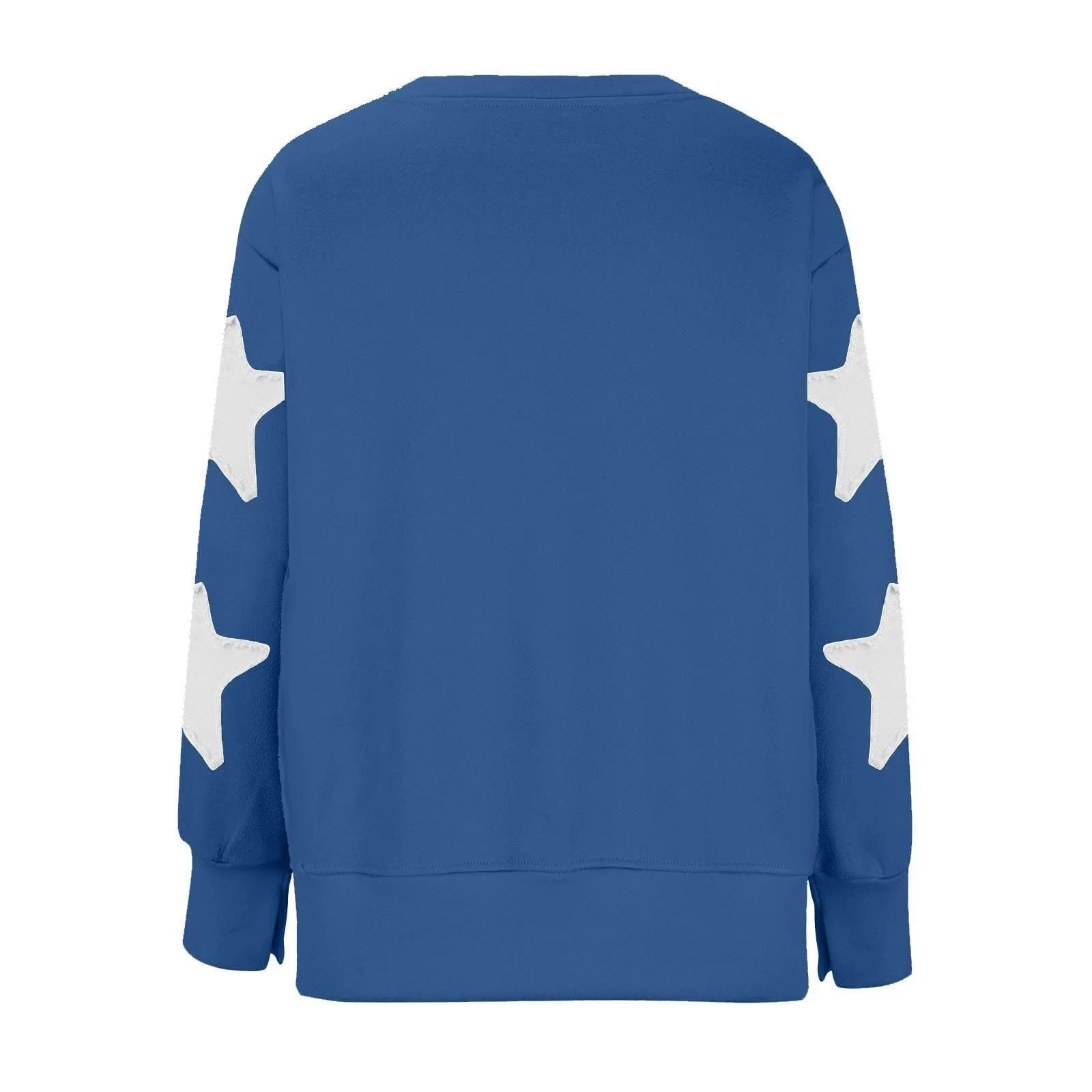 Женский свитшот 2025 Зимняя домашняя одежда Oversized Круглый вырез Полосатые звезды Длинный рукав Боковой разрез Пуловер Свитшот Девушки-подростки Эстетичный Легкий Спортивный комплект, фото №4