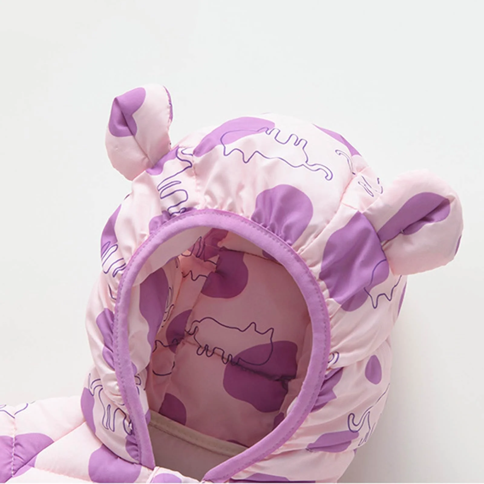 Куртка стьобана для дівчат-підлітків з квітковим принтом, зимова куртка з капюшоном, фото №4