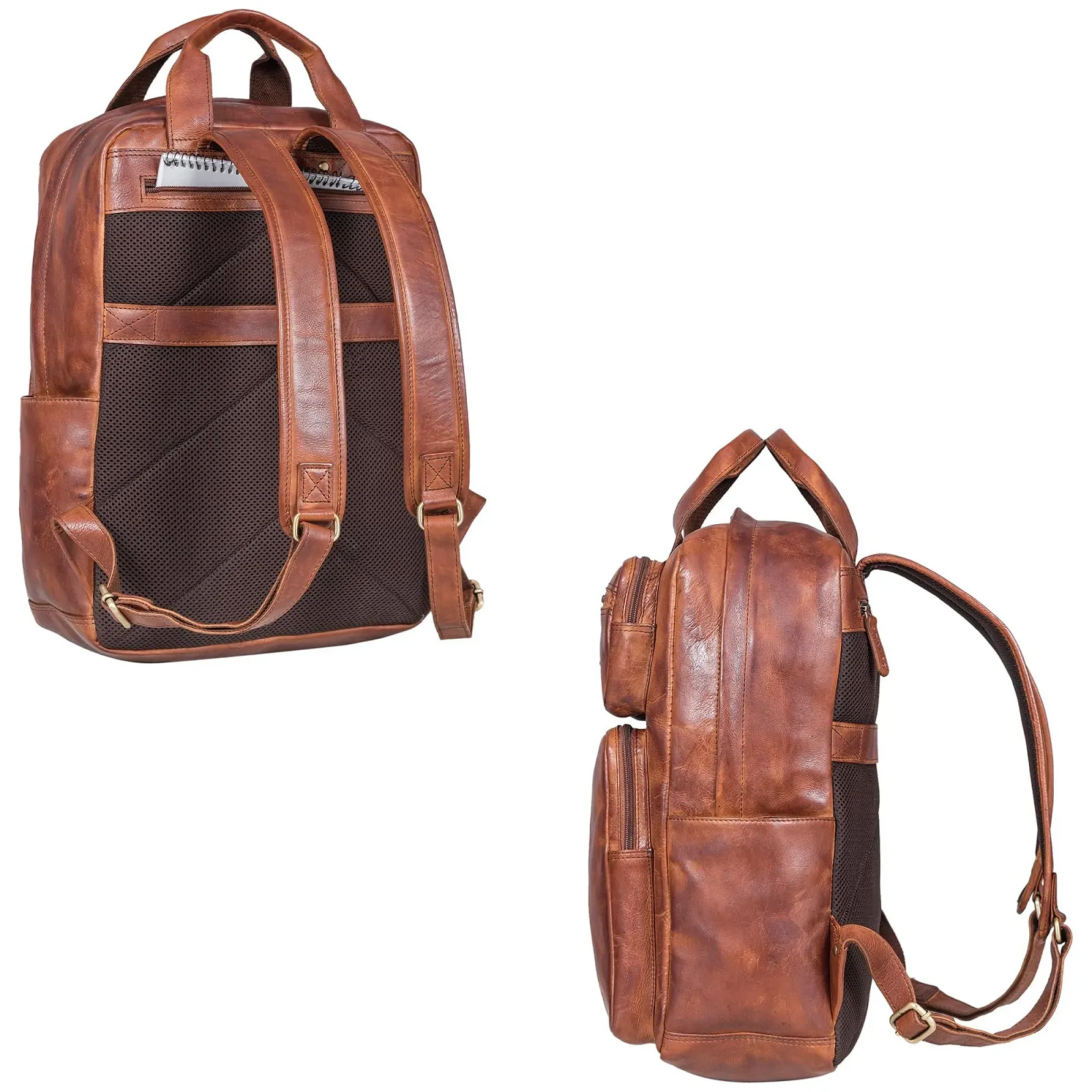 Рюкзак для ноутбука STILORD Amos Business Натуральная кожа 17.3 дюйма Brandy - Cognac, фото №6